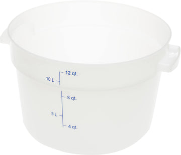 Storplus Round Food Storage Container with Stackable Design for Catering by Carlisle FoodService Products – 12 Quart (Pack of 6), 12.0 quarts, Plastic, White, Model 1097702