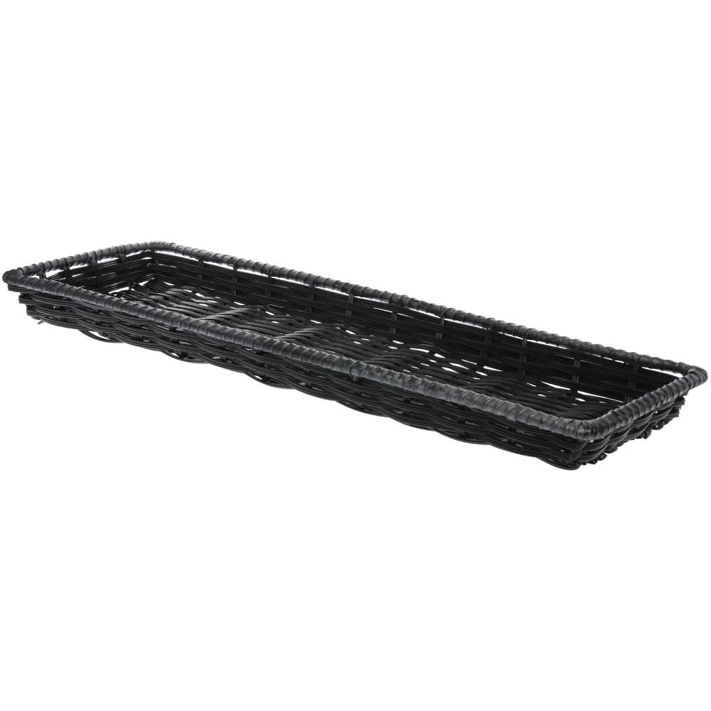 Wicker Storage Basket Black Plastic - 9" L x 26" W x 1" H by HUBERT – 9"L x 26"W x 2"H, 234.0 cubic_inches, Plastic, Black, Model K428-FT BLK