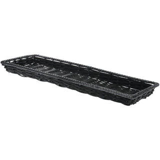 Wicker Storage Basket Black Plastic - 9" L x 26" W x 1" H by HUBERT – 9"L x 26"W x 2"H, 234.0 cubic_inches, Plastic, Black, Model K428-FT BLK