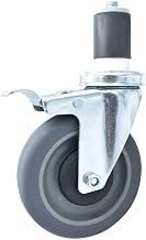 BK Resources 5" Gray Rubber 1-1/2" Expanding Stem Swivel Caster for Work Tables with Total Lock Brake, NSF, 250lb Capacity Per Wheel