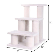 Faux Fleece Cat Step Stairs with Pressed Wood Platforms by Bison Pets – Engineered Wood, Beige