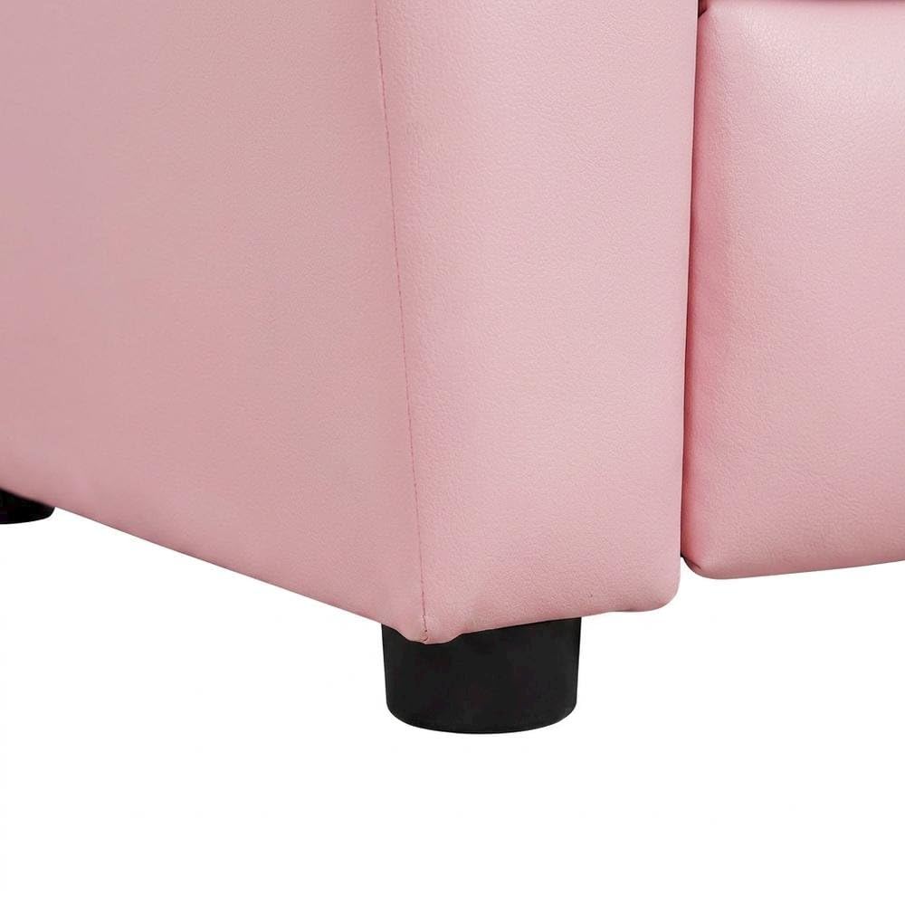 Pink Kids Recliner Chair with Cupholder by Furnifact – PVC Fabric, Wood, Foam, Pink