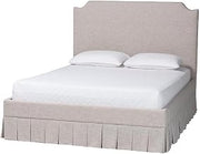 Baxton Studio Ronelyn Platform Bed with Pleated Skirt Fabric Bed Frame King