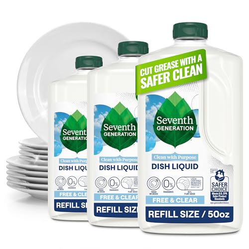 Seventh Generation Unscented / 50 Fl Oz (Pack of 3) / Free and Clear Dish Soap