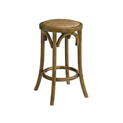 Walnut Backless Counter Stool by Furnifact – Elm Wood, Rattan, Elm, Brown