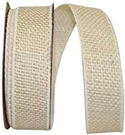 Reliant Ribbon Burlap Colored Wired Edge Ribbon, 1-3/8 Inch X 10 Yards, Ivory