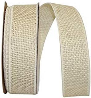 Reliant Ribbon Burlap Colored Wired Edge Ribbon, 1-3/8 Inch X 10 Yards, Ivory