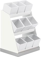 Cal-Mil 3018-55-15 Luxe Nine Bin/Jar Condiment Display, 15.5" Height, 12.25" Width, 9" Length, Melamine
