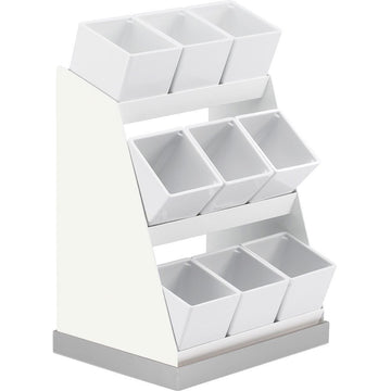 Luxe Nine Bin/Jar Condiment Display by CAL-MIL – 12.13"D x 9"W x 15.5"H, Glass, Multicolor, Model 3018-55-15