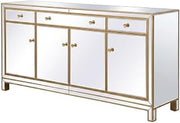 Gold Mirrored Credenza, Elegant Storage Solution, Stylish Modern Design, Durable Construction, Perfect for Office or Living Room Decor