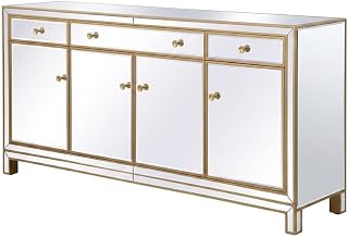 Gold Mirrored Credenza, Elegant Storage Solution, Stylish Modern Design, Durable Construction, Perfect for Office or Living Room Decor