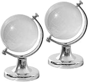 Healifty 2Pcs Transparent Globe Figurines Decorative World Map Display for Desktop Handicraft Table Decor Office Study Bedroom Party Use