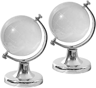 Healifty 2Pcs Transparent Globe Figurines Decorative World Map Display for Desktop Handicraft Table Decor Office Study Bedroom Party Use