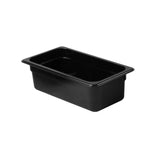 Food Pan by Thunder Group – 1/3 size, 4", Polycarbonate, Black, Pack of 12, Model PLPA8134BK