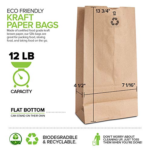 Stock Your Home 100 / 12 Lb / Kraft Brown Food Storage Bags