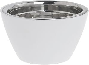 White Serving Bowl with Stainless Steel Insert Melamine - 7"Dia x 4"D