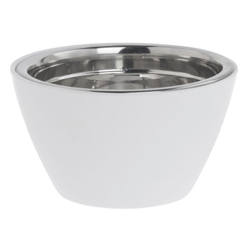White Serving Bowl with Stainless Steel Insert Melamine - 7"Dia x 4"D by HUBERT – Plastic, White, Model 98636+31062