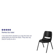 Hercules Kids 14 in Ergonomic Stack Chair by Flash Furniture – Pack of 5, Polypropylene, Black Plastic/Black Frame, Pack of 5, Model 5-RUT-14-PDR-BLACK-GG