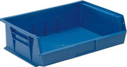 Quantum Storage QUS245BL Heavy-Duty Stackable Plastic Storage Bins for Workshop, Warehouse & Garage, Ultra Stack & Hang, 11" x 17" x 5", Blue, 6-Pack