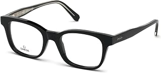 Omega Rectangular Eyeglasses OM5004H 001 Black/Crystal 52mm 5004
