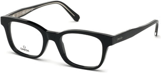 Rectangular Eyeglasses 001 Black/Crystal 52mm by Omega – 52-20-150, Cellulose, Black/Crystal, Model OM5004H