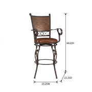 Copper Stamped Back Bar Stool with Arms by Furnifact – Steel,Particle Board, Brown
