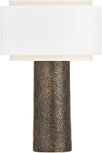 Hudson Valley Lighting Ashburton 1-Light Table Lamp | Bronze Cast Aluminum with White Linen Double Shade | Modern Organic Accent Light Fixture | L4332-BRZ