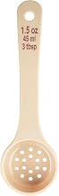 Spoonout, 1-1/2 oz., 7.625" x 2.25" x 1", Perforated, Short Handle with Maroon Capacity Markings (oz/ml), Polycarbonate, NSF, 12 Each per case by Tablecraft – Model 11167