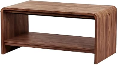 Furnifact Wood Veneer Coffee Table with Open-Shelf Storage, Modern Rectangular Living Room Center Table for Bedroom Office