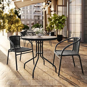 Flash Furniture Black / Set of 2 / Contemporary Patio Dining Chairs
