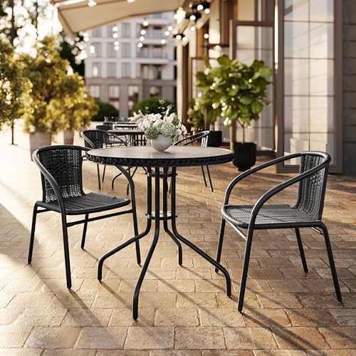 Flash Furniture Clear/Black / Table + 4 Chair / Round Table + 4 Chairs Table & Chair Sets
