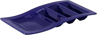 Tuxton China GZC-800 Taco Plate, 14-5/8" x 8-5/8" x 1-5/8"H, Rectangular, Stackable, Microwave and Dishwasher Safe, Oven Proof, Fully Vitrified, Ceramic, TuxTrendz, Specialty Items, Cobalt
