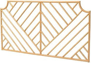 Furnifact Brown Rattan Queen Size Wall-Mount Headboard, Genuine Rattan Frame, Bohemian Style, Non-Tufted, Easy Wipe Clean Surface, Single Piece Design