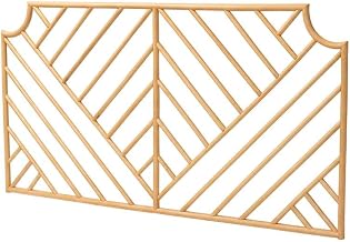 Furnifact Brown Rattan Queen Size Wall-Mount Headboard, Genuine Rattan Frame, Bohemian Style, Non-Tufted, Easy Wipe Clean Surface, Single Piece Design