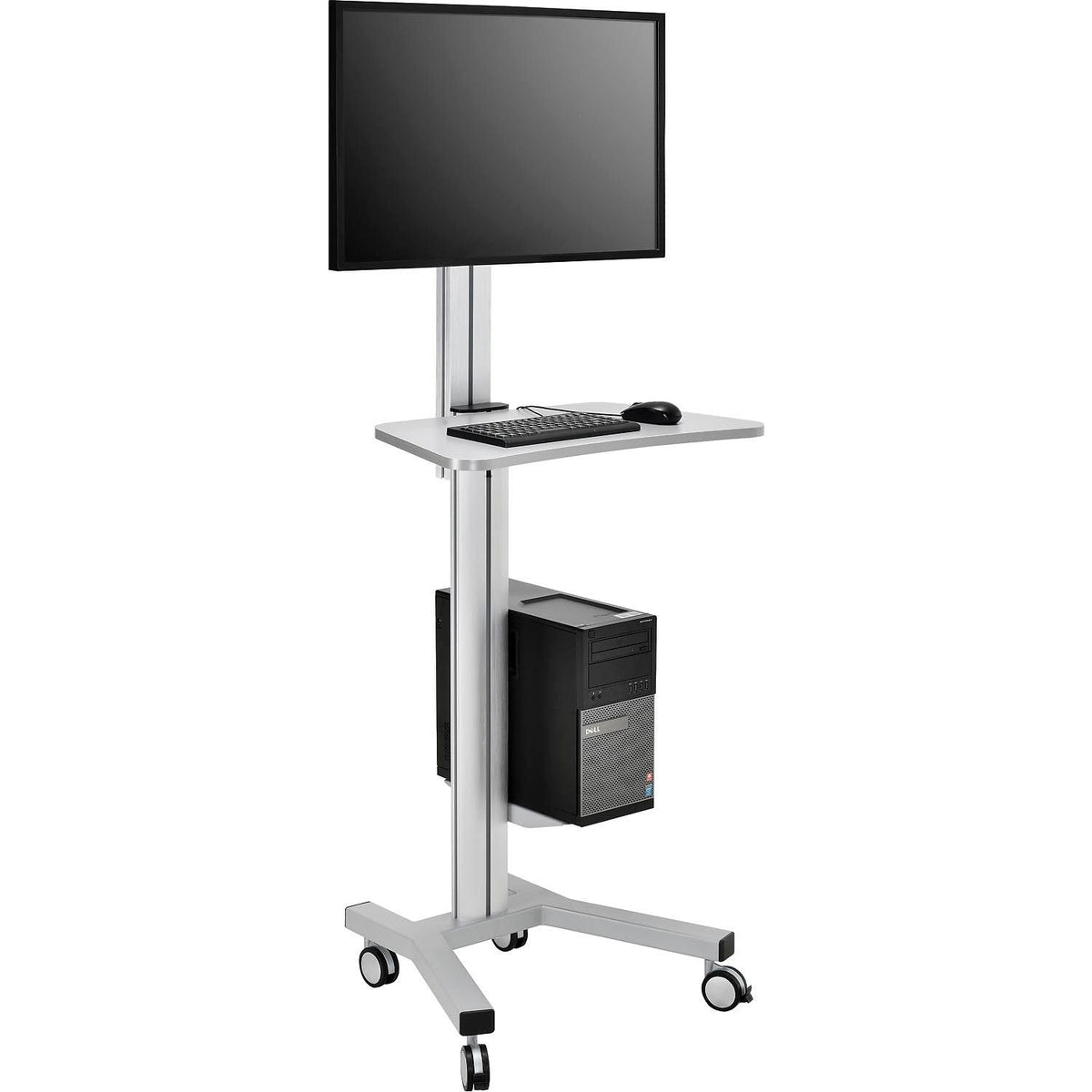 Mobile Height Adjustable Desktop Computer Workstation - 1 Each by Global Industrial – Steel/Aluminum, Silver, Model 670063
