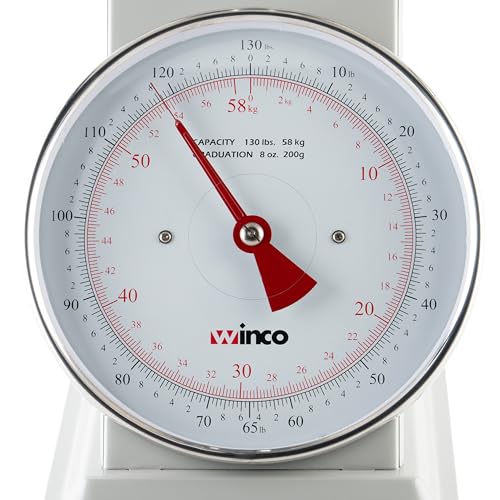 Winco 130 Pound / 9" / White, Steel Mechanical Scales