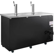 Nexel Beer Dispenser Cooler w/ 2 Single Tap Dispensers by Global Industrial – 24.38"L x 60.75"W x 35.63"H, 15.8 cubic_feet, Stainless Steel, Black, Model UDD-24-60-HC