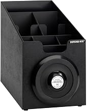 SLR-SCL-1BT Countertop Cup Dispensing Cabinet, Built-in Lid and Straw Condiment Organizer, 8 oz. to 44 oz. Cups and Lids, Black Polystyrene, 14-1/4" H x 9-1/2" W x 18-1/2" D