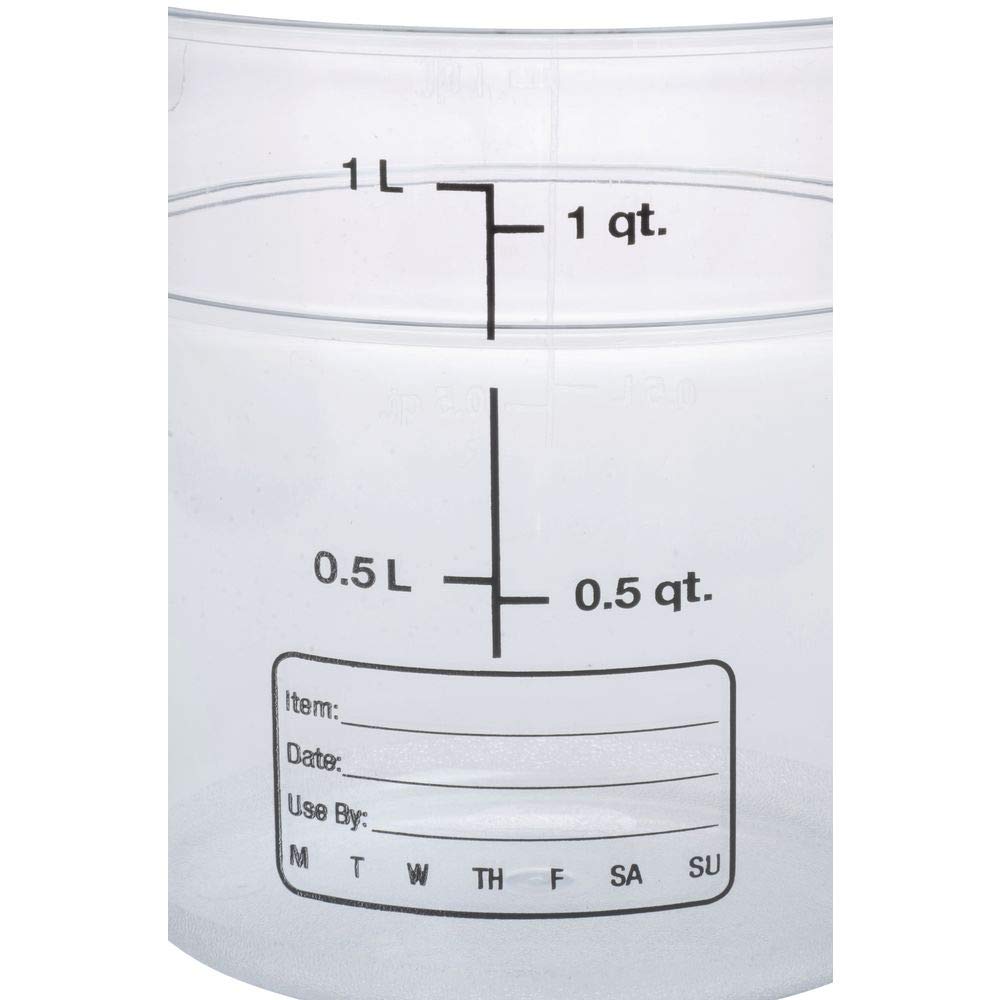 StorPlus Polycarbonate Round Food Storage Container by Carlisle – 1.0 quarts, Polycarbonate (PC), Clear, Model 1076107