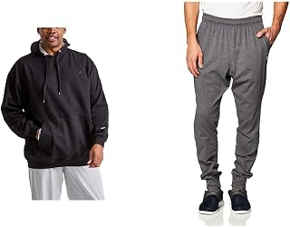 Champion Men's Pants, Everyday Cotton Pants and Sweatshirt - Large Granite Heather C Patch Logo