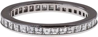 2ct Asscher Moissanite Wedding Ring Band Channel Set Eternity White Gold Plated