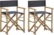 vidaXL Folding Director's Chairs 2 pcs Dark Gray Bamboo and Fabric