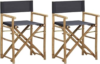 vidaXL Folding Director's Chairs 2 pcs Dark Gray Bamboo and Fabric