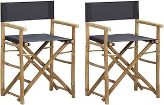 vidaXL Folding Director's Chairs 2 pcs Dark Gray Bamboo and Fabric