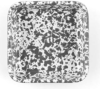 Crow Canyon Home Enamelware Small Square Tray, 8 Ounce, Grey/White Splatter (Single)
