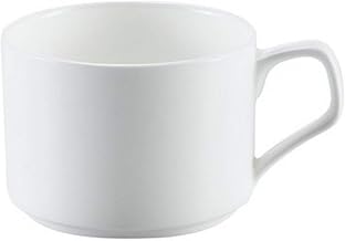 CAC China EVT-1-S Elegant Everest 8 oz Fully Glazed Porcelain Round Stacking Cup, 3-1/2" Diameter by 2-1/2", Bone White (Box of 36)
