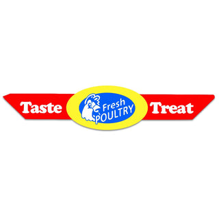 East West Fresh Poultry - Taste Treat Die-Cut Greaseproof Strap Label Red | 500/Roll by EastWest – Red, Pack of 500
