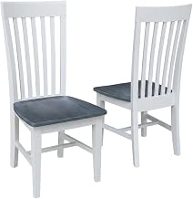 Furnifact Solid Wood Dining Chair with Tall Mission-Style Back, Wooden Kitchen Chairs for Dining Room Table, Set of Two