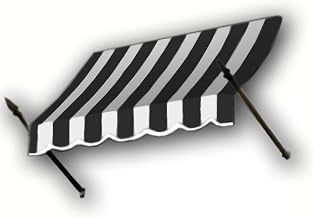 AWNTECH 10.38 FT. NEW Orleans Fixed Awning 124.5 in. W X 24 in. H X 16 in. D Acrylic Fabric in Black/White Stripe NW21-10KW