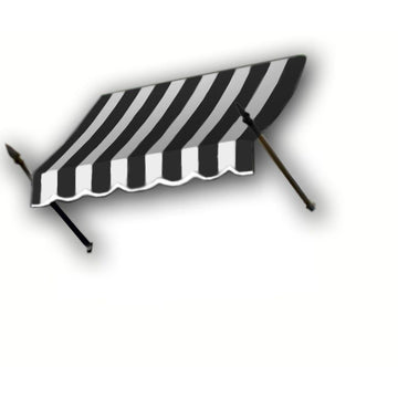 10.38 FT. NEW Orleans Fixed Awning 124.5 in. W X 24 in. H X 16 in. D Acrylic Fabric in Black/White Stripe by Awntech – Model NW21-10KW
